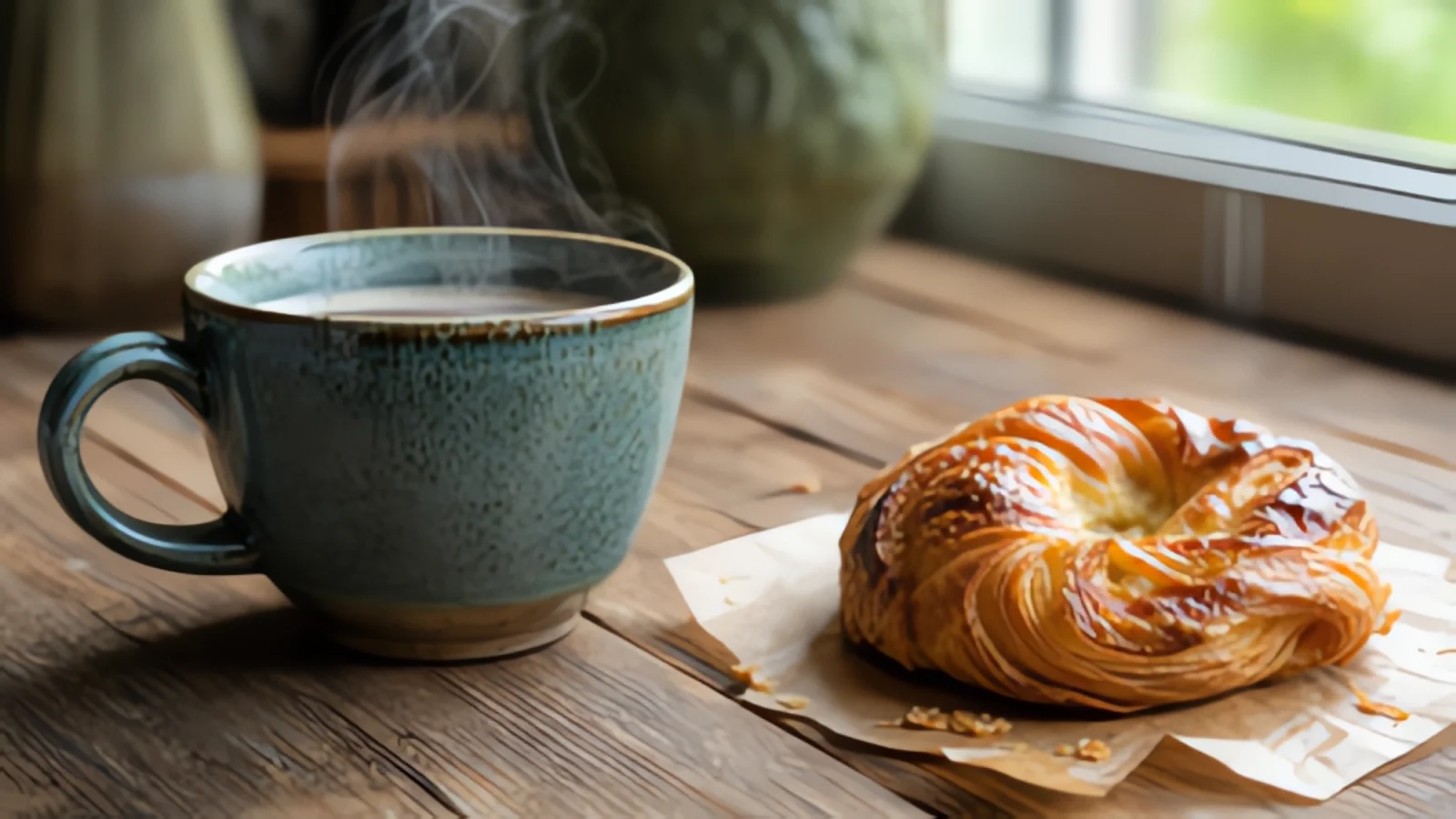 Upscaled coffee and pastry example